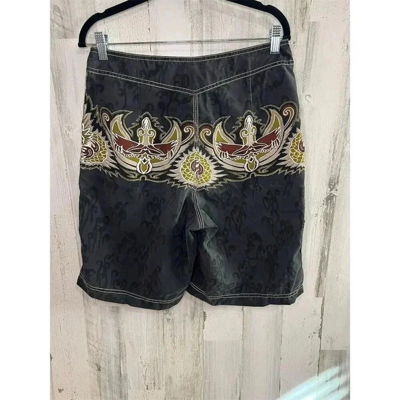 Billabong Men's Vintage Board Shorts Size 33 black Geometric Surf made in USA - Picture 6 of 9